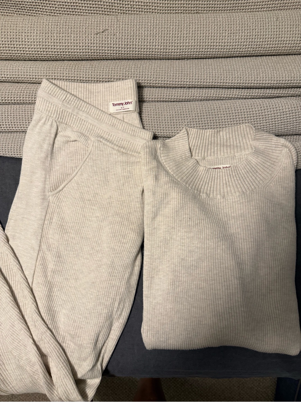 Tommy John Ribbed Crewneck & Jogger Set Oatmeal